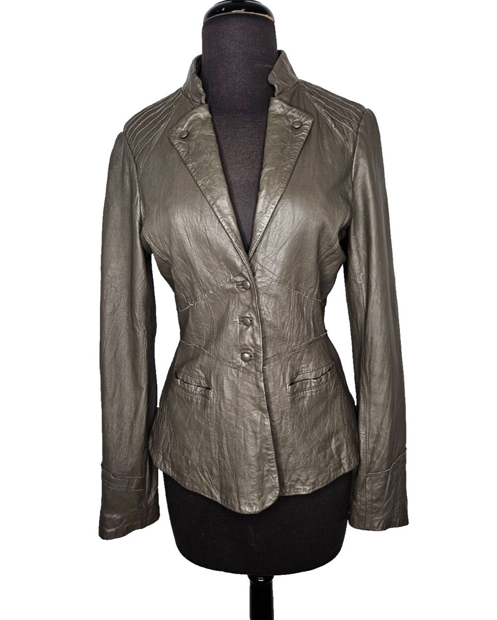 Women's Lightweight Butter Soft Leather Jacket M Tailored Mushroom Brown Taupe
